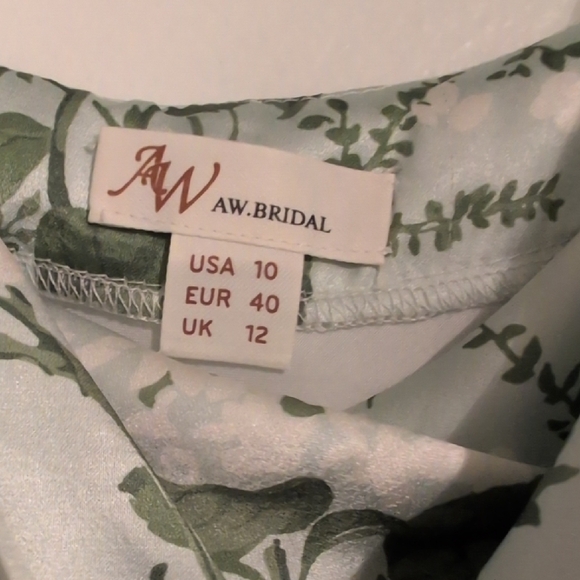 AW Bridal Otillie Floral Satin Maxi Dress in Sage Garden Party Size 10 NWOT - Picture 8 of 8